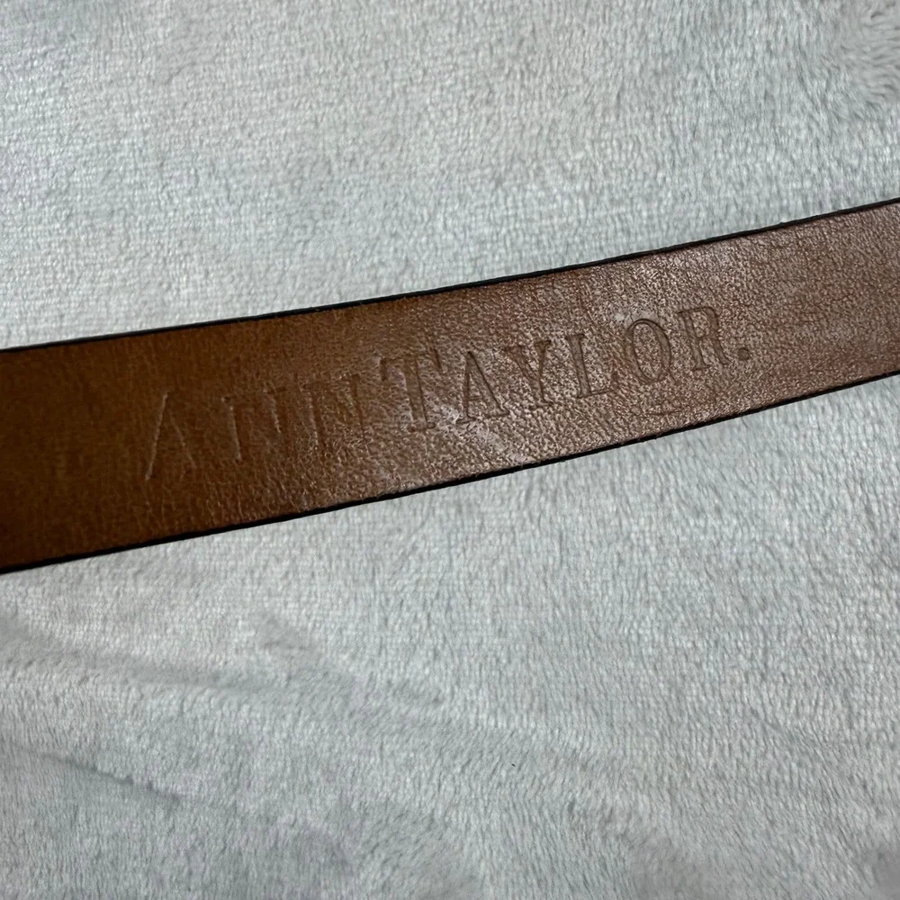 Ann Taylor Belt‎ Womens S Brown Lizard Embossed Leather Silver Buckle Timeless